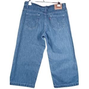 VTG Levi's 577 Capri Jeans Women's 10 Mis Blue Denim Lower Rise Loose Fit Y2K